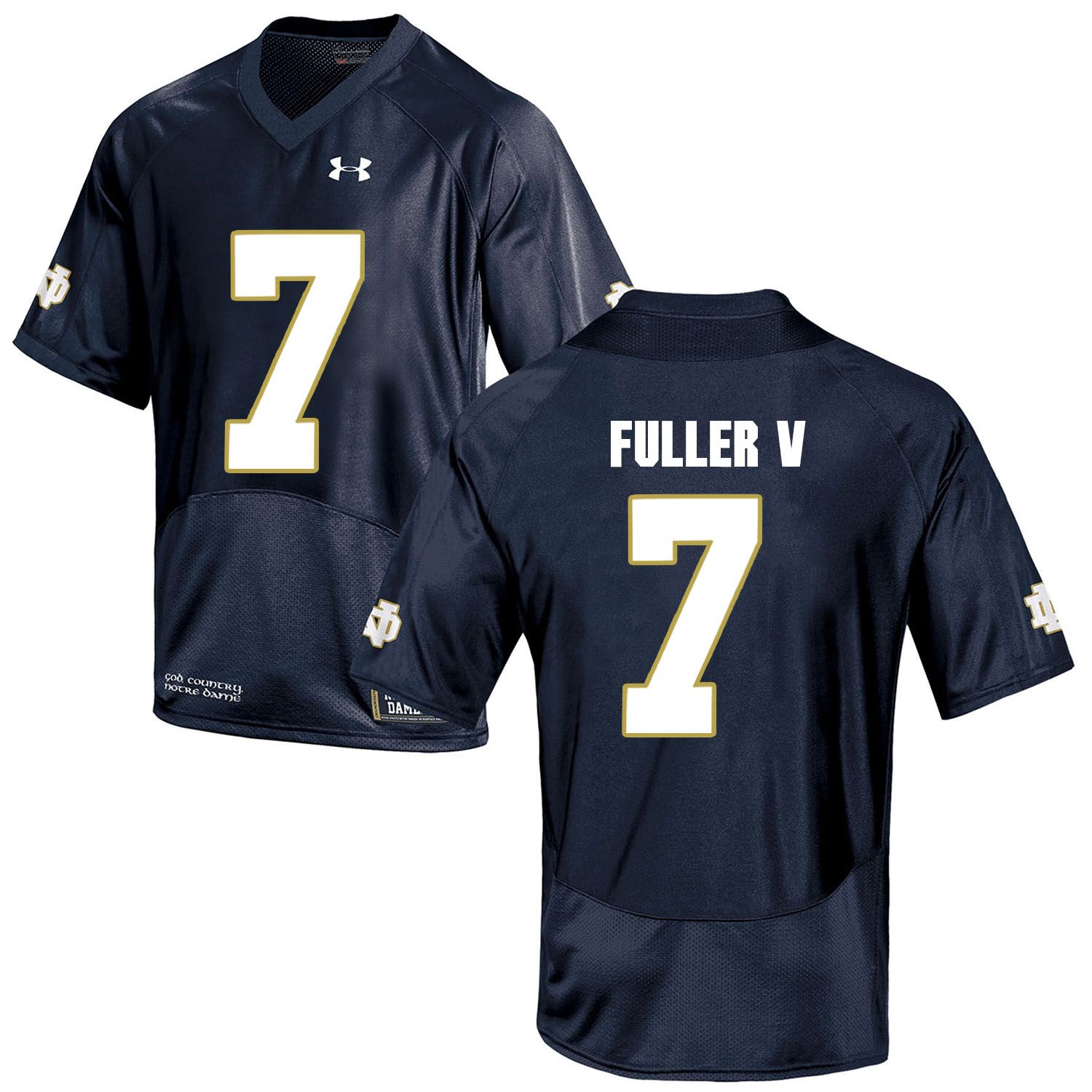 Men Norte Dame Fighting Irish 7 Fuller v Navy Blue Customized NCAA Jerseys